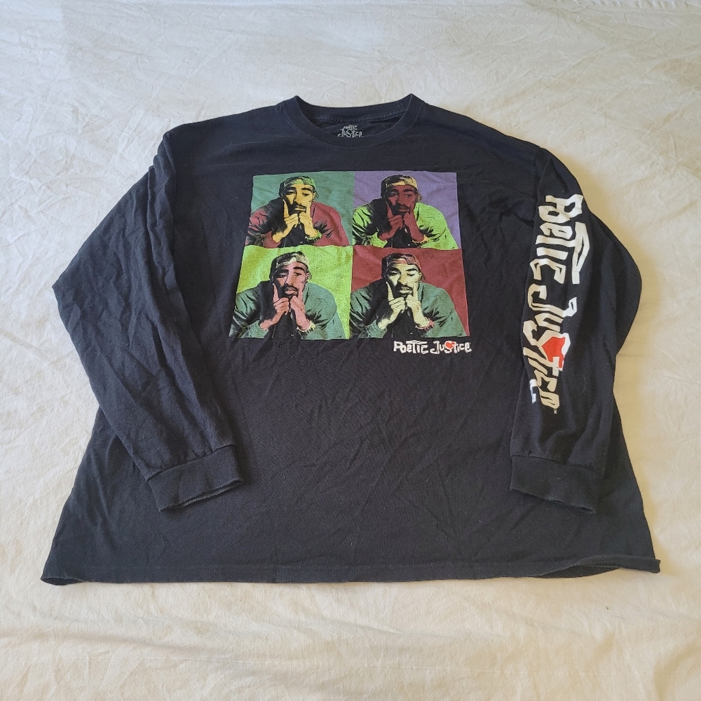 Poetic Justice 2PAC Long Sleeve Crewneck Shirt Retro 90s Hip Hop Size XL